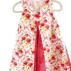 Roses & ribbons 100% cotton velveteen dress